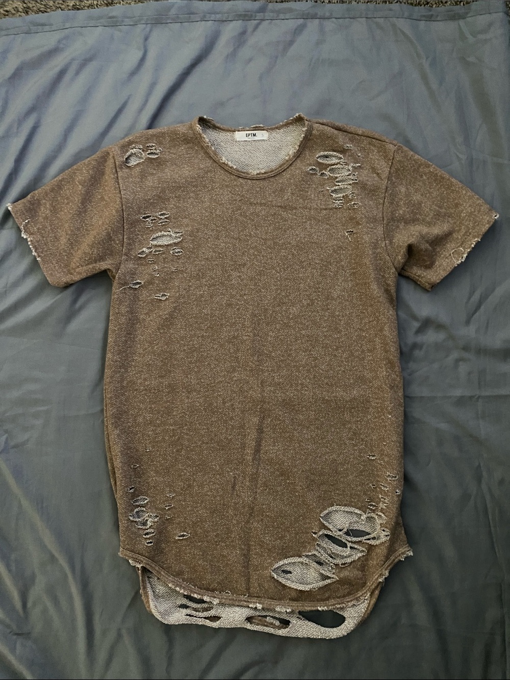 EPTM Brown Distressed Short Sleeve Crew